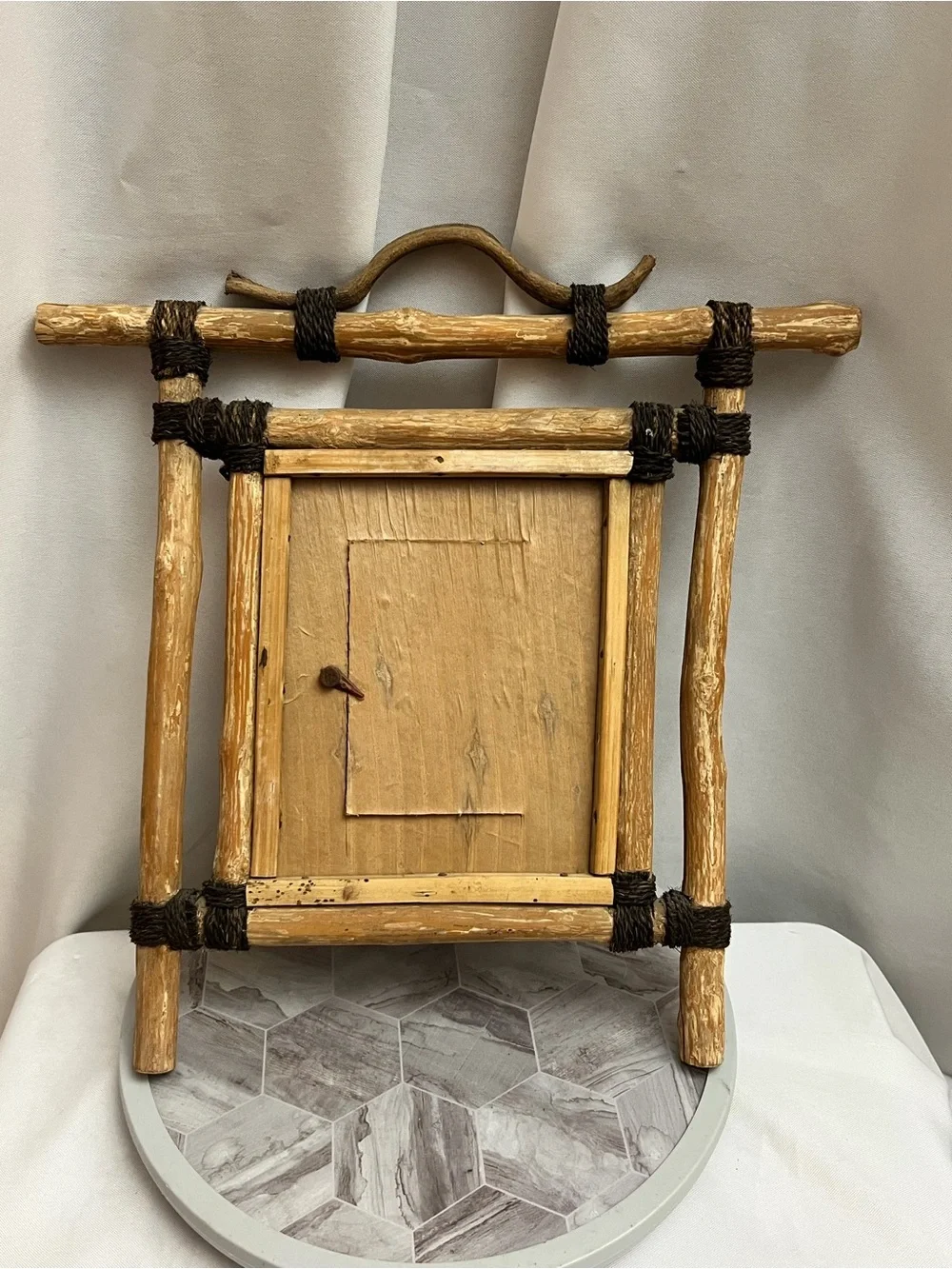 Rustic Bamboo Twig Photo Frame 3x4 Hindu Krishna Uluwatu Road Boho Wall Decor